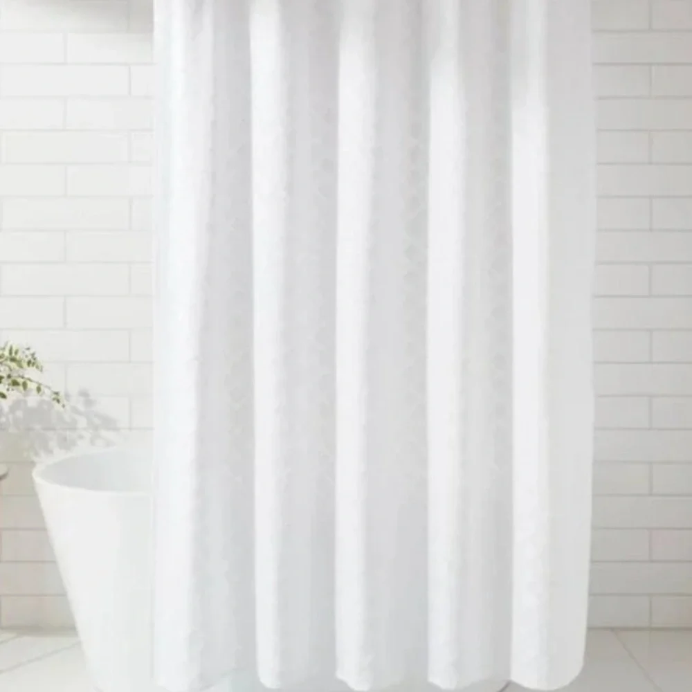NWT Diamond Clip Jacquard Shower Curtain. White - Threshold 72x72